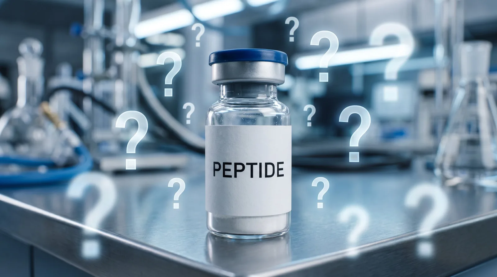 What are research peptides? A lyophilised peptide vial in a laboratory